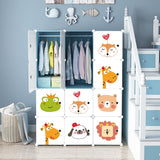 NNEAGS 10 Cubes DIY Animal Design Portable Wardrobe Divide-Grid Modular Storage Organiser Foldable Closet