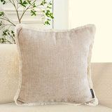 NNEAGS 2X 45cm Milk Coffee Home Aesthetic Chenille Texture Tassel Square Throw pillow
