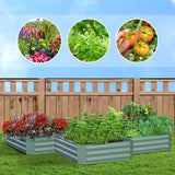 NNEAGS 2X 90cm Rectangle Galvanised Raised Garden Bed Vegetable Herb Flower Outdoor Planter Box