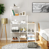 NNEAGS 2X White Portable 9-Cube 3 Column Storage Organiser Foldable DIY Modular Grid Space Saving Shelf 149cm