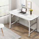 NNEAGS 120x60 White Foldable Computer Study Table Easy Assembly Desk No Chair