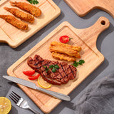NNEAGS 2X 40cm Rectangle Premium Wooden Oak Food Serving Tray Charcuterie Board Paddle Home Decor