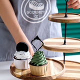 NNEAGS 15cm 2 Tier  Brown Round Wooden Acacia Dessert Tray Cake Snacks Cupcake Stand Buffet Serving Countertop Decor