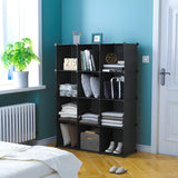 NNEAGS 4 Tier 12-Cube Black Portable Wardrobe Divide-Grid Modular Storage Organiser Foldable Closet
