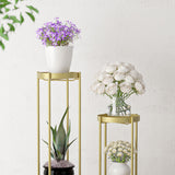 NNEAGS 2X 2 Layer 80cm Gold Metal Plant Stand Flower Pot Holder Corner Shelving Rack Indoor Display