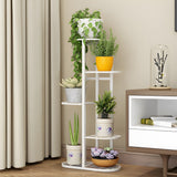 NNEAGS 5 Tier 6 Pots White Metal Plant Rack Flowerpot Storage Display Stand Holder Home Garden Decor