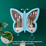 NNEAGS Blue Butterfly Shape Wall-Mounted Makeup Organiser Dustproof Waterproof Bathroom Storage Box Home Decor