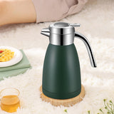 NNEAGS 1.2L Stainless Steel Kettle Insulated Vacuum Flask Water Coffee Jug Thermal Green