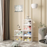 NNEAGS 2 Tier Transparent Portable Shoe Organiser Sneaker Footwear Folding Plastic Bin Stackable Storage Box with Magnetic Door