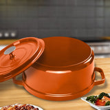 NNEAGS 2X Cast Iron 24cm Enamel Porcelain Stewpot Casserole Stew Cooking Pot With Lid Orange