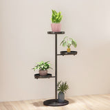 NNEAGS 3 Tier Black Round Plant Stand Flowerpot Tray Display Living Room Balcony Metal Decorative Shelf