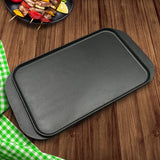 NNEAGS 47cm Cast Iron Ridged Griddle Hot Plate Grill Pan BBQ Stovetop