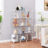 NNEAGS White Portable 12-Cube 3 Column Storage Organiser Foldable DIY Modular Grid Space Saving Shelf