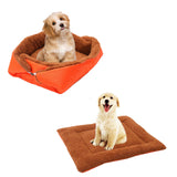 NNEAGS 2X Orange Dual-purpose Cushion Nest Cat Dog Bed Warm Plush Kennel Mat Pet Home Travel Essentials