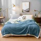 NNEAGS Blue Throw Blanket Warm Cozy Double Sided Thick Flannel Coverlet Fleece Bed Sofa Comforter