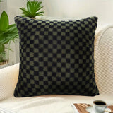 NNEAGS 45cm Urban Light Luxury Pillow Dark Night Green Checkered Square Throw Pillow