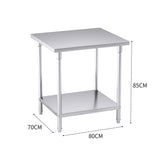 NNEAGS 80*70*85cm Commercial Catering Kitchen Stainless Steel Prep Work Bench