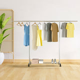 NNEAGS 2X  240cm Stainless Steel Floor-Standing Clothes Rack - Durable and Space-Saving Laundry Organizer