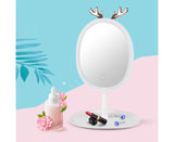 NNEAGS White Cosmetic Jewelry Storage Organiser with Antler LED Light Mirror Tabletop Vanity Set