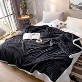 NNEAGS 2X Black Throw Blanket Warm Cozy Double Sided Thick Flannel Coverlet Fleece Bed Sofa Comforter