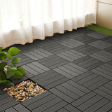 NNEAGS 11 pcs Grey DIY Wooden Composite Decking Tiles Garden Outdoor Backyard Flooring Home Decor