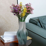 NNEAGS 33cm Glass Vase Blue with Beautiful glass Bubble Texture Art Vases