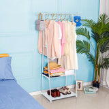 NNEAGS 2X 2-in-1 Organiser Clothes Shoe Rack Space-Saving Triangular Storage with Wheels White