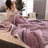 NNEAGS 2X Throw Blanket Warm Cozy Double Sided Thick Flannel Coverlet Fleece Bed Sofa Comforter Purple