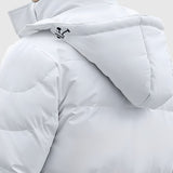 NNEAGS abbee White Large Winter Hooded Overcoat Long Jacket Stylish Lightweight Quilted Warm Puffer Coat