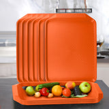 NNEAGS Rectangular Serving Tray Heavy Duty Waterproof Stackable Plastic Food Snack Pan Set of 10 Orange