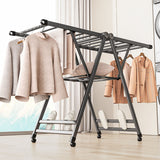 NNEAGS 2X 1.4m Portable Wing Shape Clothes Drying Rack Foldable Space-Saving Laundry Holder