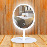 NNEAGS 2X 26cm White Oval Smart LED Makeup Bedroom Table Vanity Mirror  w/ 5x Magnification
