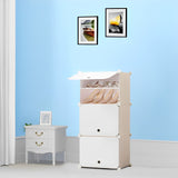 NNEAGS 5 Tier White Shoe Rack Organizer Sneaker Footwear Storage Stackable Stand Cabinet Portable Wardrobe with Cover