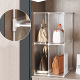 NNEAGS 2X 2 Tier Multifunctional PP Plastic Bag Box Portable Cubby DIY Storage Shelves Stackable Handbag Purse Organiser