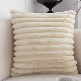 NNEAGS 2X 45cm Fur Faux Rabbit Soft Decorative Covers Pack Cover Plush Off White Throw Pillow