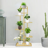 NNEAGS 6 Tier 7 Pots Gold Metal Plant Stand Flowerpot Display Shelf Rack Indoor Home Office Decor