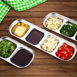 NNEAGS 26cm Silver Sauce Pan with four Compartments Divided Sauce Dish Kitchen Essential