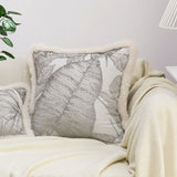 NNEAGS 2X 45cm Wabi-sabi Raised Embroidery Leaf & Square Throw Pillow