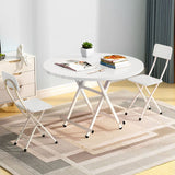 NNEAGS White Dining Table Portable Round Surface Space Saving Folding Desk Home Decor