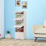 NNEAGS 7 Tier White Shoe Rack Organizer Sneaker Footwear Storage Stackable Stand Cabinet Portable Wardrobe with Cover