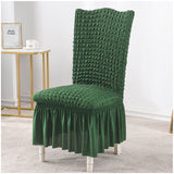 NNEAGS 2X Dark Green Chair Cover Seat Protector with Ruffle Skirt Stretch Slipcover Wedding Party Home Decor
