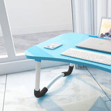 NNEAGS 2X Blue Portable Bed Table Adjustable Foldable Bed Sofa Study Table Laptop Mini Desk with Notebook Stand Card Slot Holder Home Decor