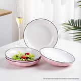 NNEAGS Pink Japanese Style Ceramic Dinnerware Crockery Soup Bowl Plate Server Kitchen Home Decor Set of 4