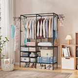 NNEAGS 2X 90x35cm Hanging Clothes Rack Storage w/ 4 Layer Organizer and Side Hooks