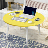 NNEAGS 2X Yellow Portable Floor Table Small Round Space-Saving Mini Desk Home Decor