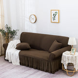 NNEAGS 3-Seater Coffee Sofa Cover with Ruffled Skirt Couch Protector High Stretch Lounge Slipcover Home Decor