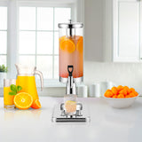 NNEAGS 2X Single 3L Silver Stainless Steel Beverage Dispenser Ice Cylinder Clear Juicer Hot Cold Water Jug