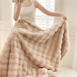NNEAGS 2X 200cm Light Camel Fur Fuzzy Super Soft and Cozy Fluffy Throw Blanket
