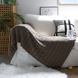 NNEAGS 2X Coffee Textured Knitted Throw Blanket Warm Cozy Woven Cover Couch Bed Sofa Home Decor with Tassels