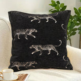 NNEAGS 2X 45cm Light Luxury Vintage Leopard Print Square Black Throw Pillow